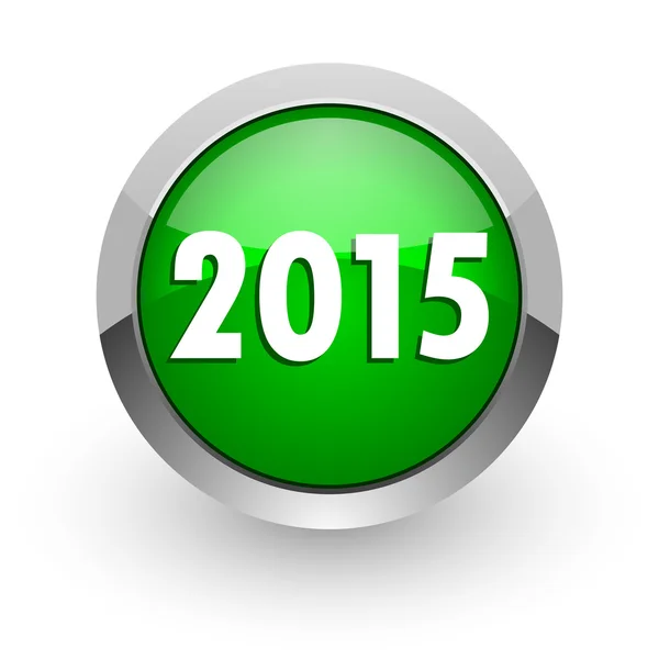 New year 2015 green glossy web icon — Stock Photo, Image