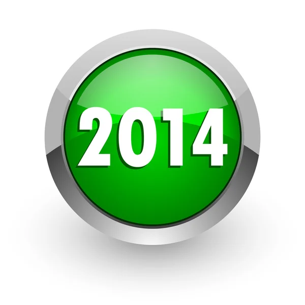 Year 2014 green glossy web icon — Stock Photo, Image
