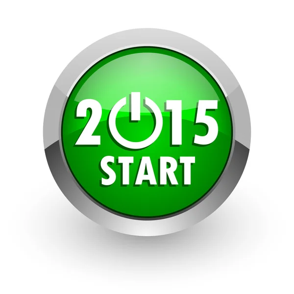 Nieuwjaar 2015 groene glossy web pictogram — Stockfoto