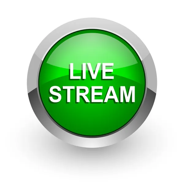 Live stream icona web verde lucido — Foto Stock