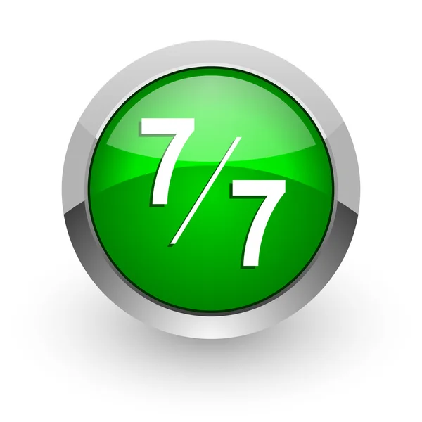 7 per 7 green glossy web icon — Stock Photo, Image