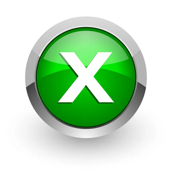 Cancelar verde brillante icono web —  Fotos de Stock
