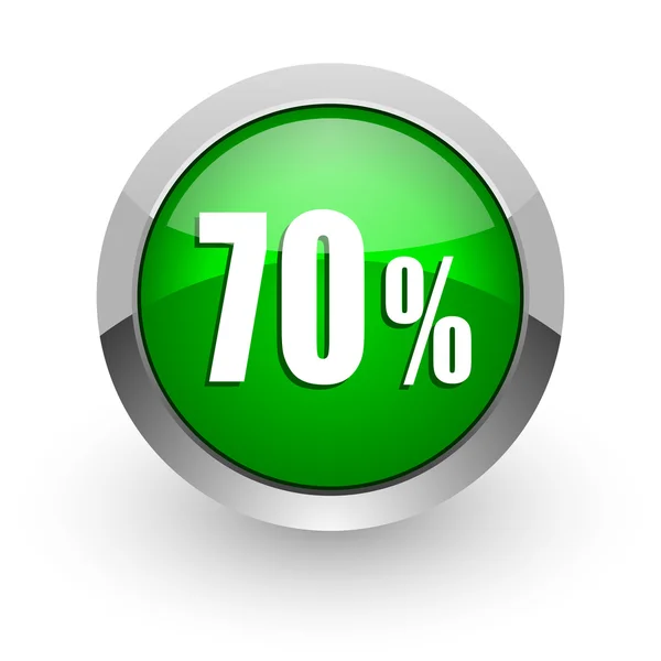 70 százaléka zöld fényes web ikon — Stock Fotó