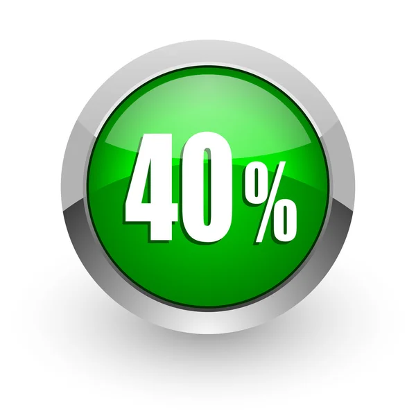 40 percent green glossy web icon — Stock Photo, Image