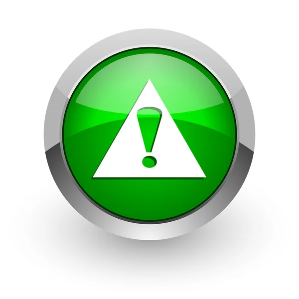 Exclamation sign green glossy web icon — Stock Photo, Image