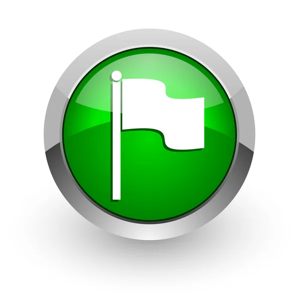 Bandiera verde lucido icona web — Foto Stock