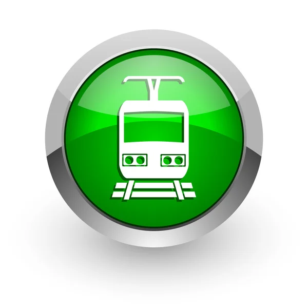 Поїзд зелений глянсовий веб-іконка — стокове фото