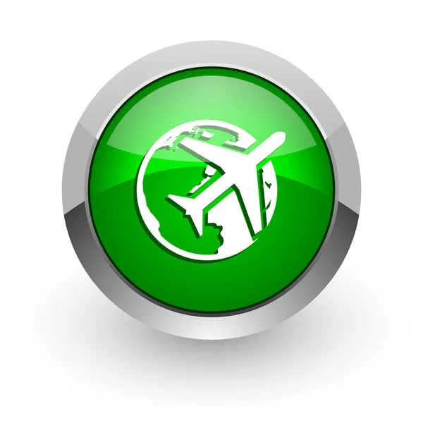 Seyahat yeşil parlak web simgesi — Stok fotoğraf