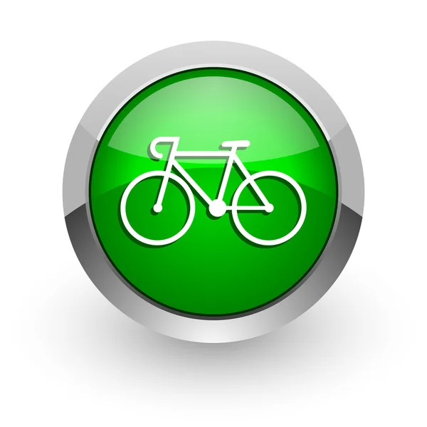 Bicyclette icône web brillant vert — Photo