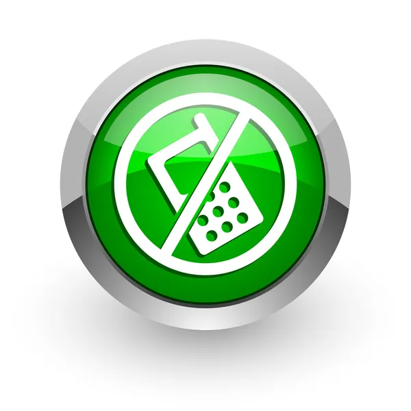 Hiçbir telefon yeşil parlak web simgesi — Stok fotoğraf