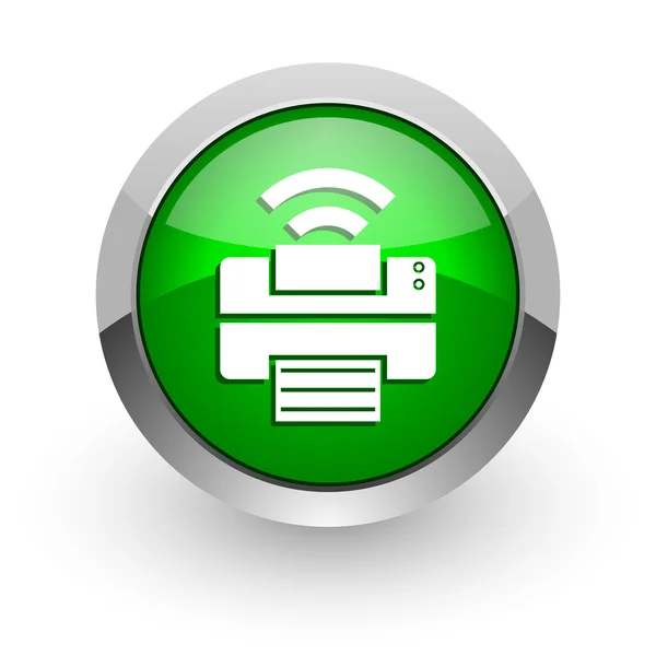 Yazıcı yeşil parlak web simgesi — Stok fotoğraf