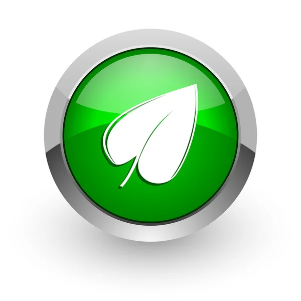 Levél zöld fényes web ikon — Stock Fotó