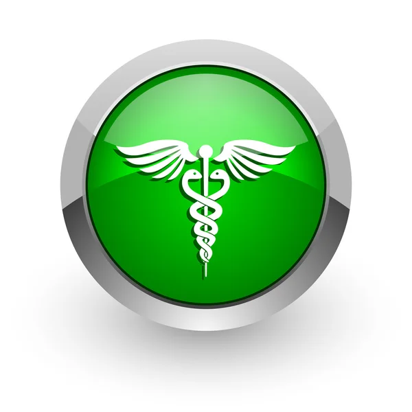 Emergency green glossy web icon — Stock Photo, Image