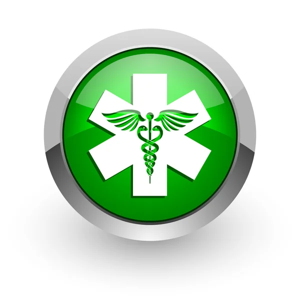 Emergency green glossy web icon — Stock Photo, Image