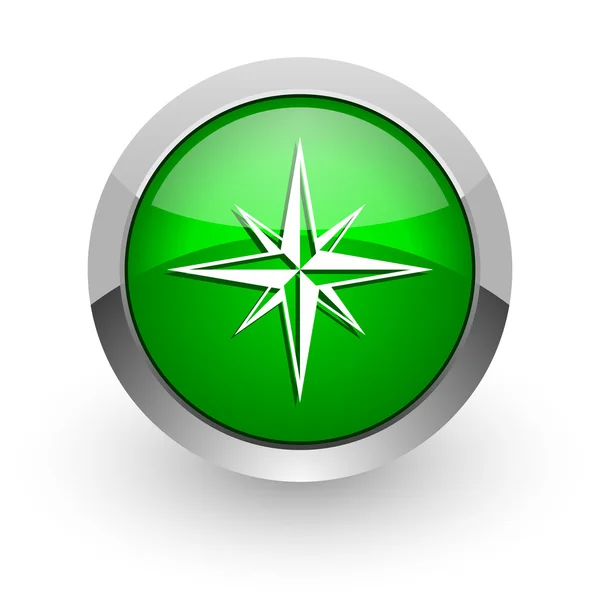 Brújula verde brillante icono web —  Fotos de Stock