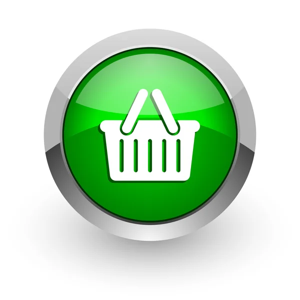 Cart green glossy web icon — Stock Photo, Image