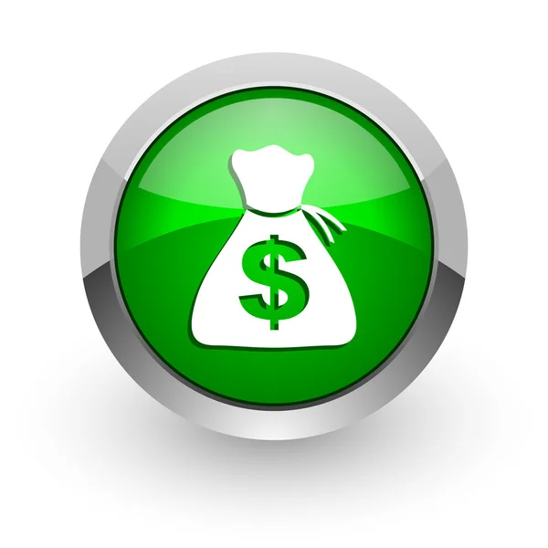 Pengar gröna glänsande spindelväv ikonen — Stockfoto