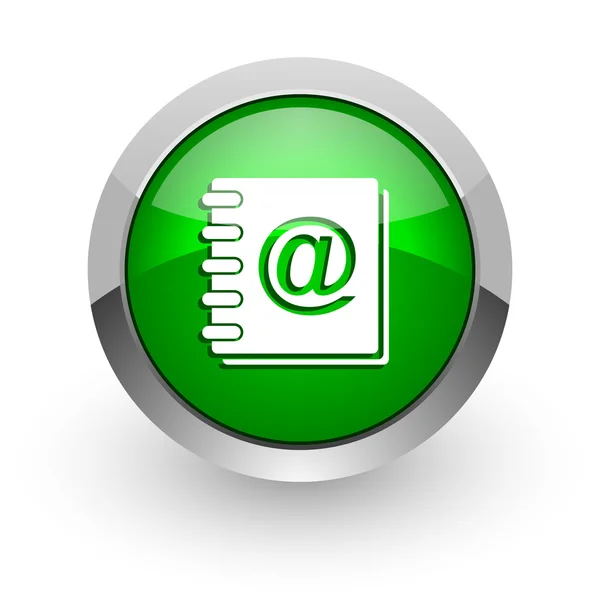 Livro de endereços ícone web brilhante verde — Fotografia de Stock