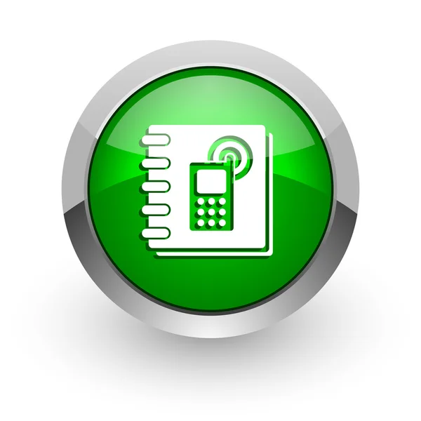 Phonebook verde lucios web icon — Fotografie, imagine de stoc