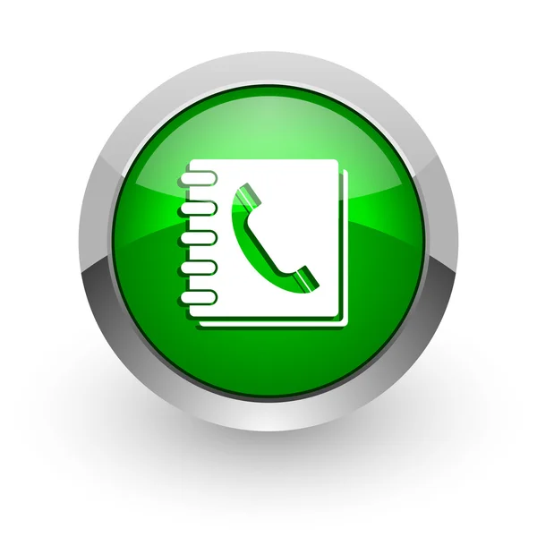 Libro de teléfonos verde brillante icono web —  Fotos de Stock