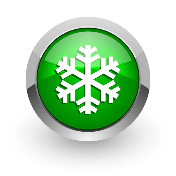 Ikona Zielona WWW błyszczący śnieg — Zdjęcie stockowe