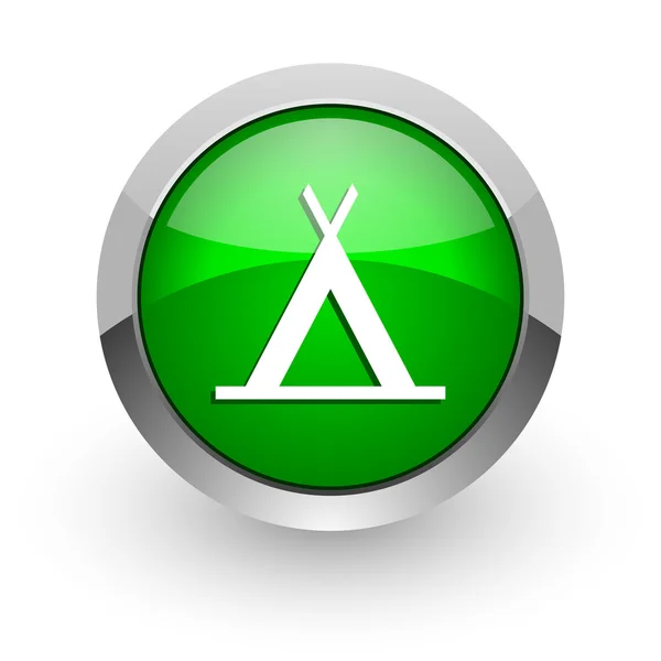 Ikona kempu zelené lesklé webové — Stock fotografie