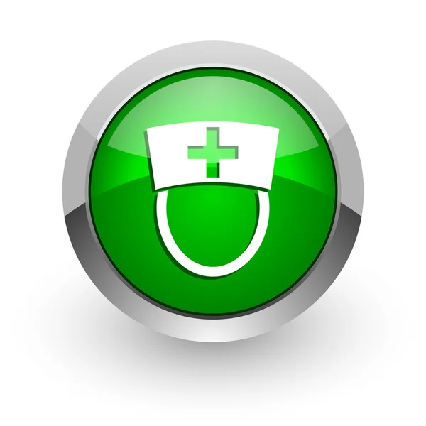 Verpleegkundige groen glanzend web pictogram — Stockfoto