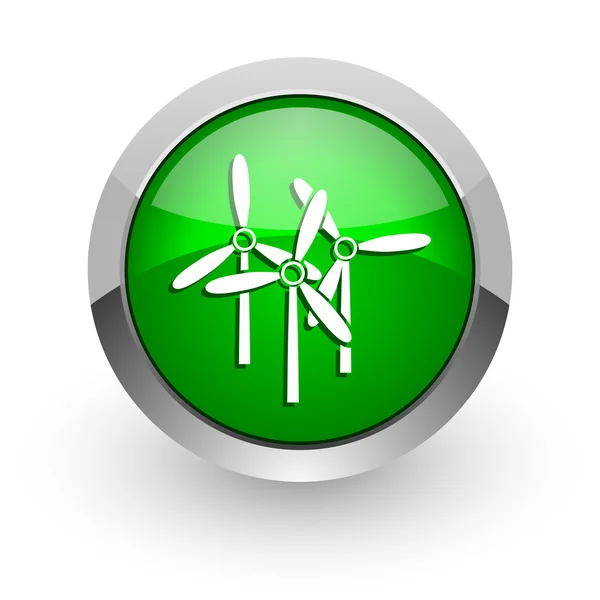 Moinho de vento ícone web brilhante verde — Fotografia de Stock