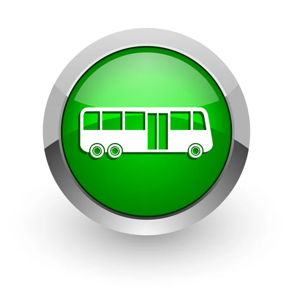 Bus groen glanzend web pictogram — Stockfoto