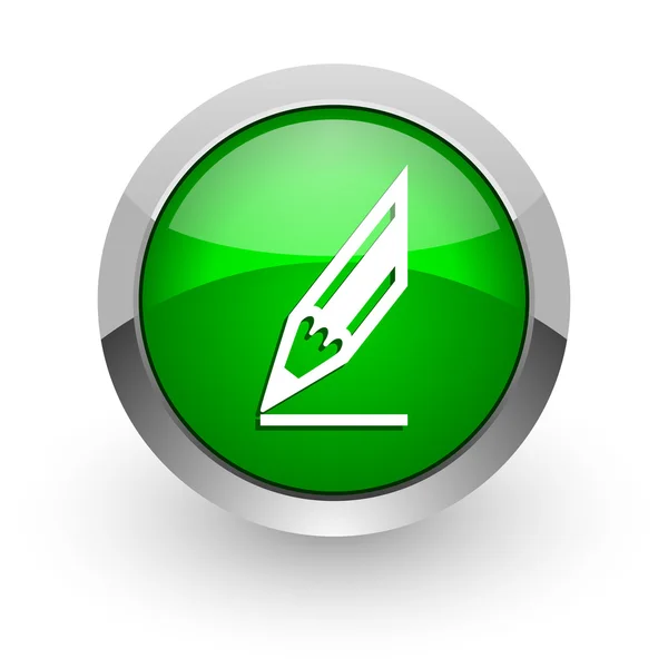 Ołówek zielony WWW błyszczący ikona — Zdjęcie stockowe