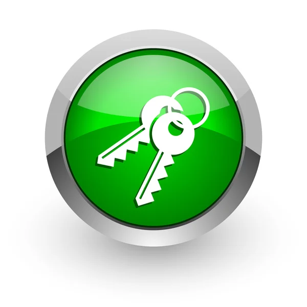 Anahtarları yeşil parlak web simgesi — Stok fotoğraf