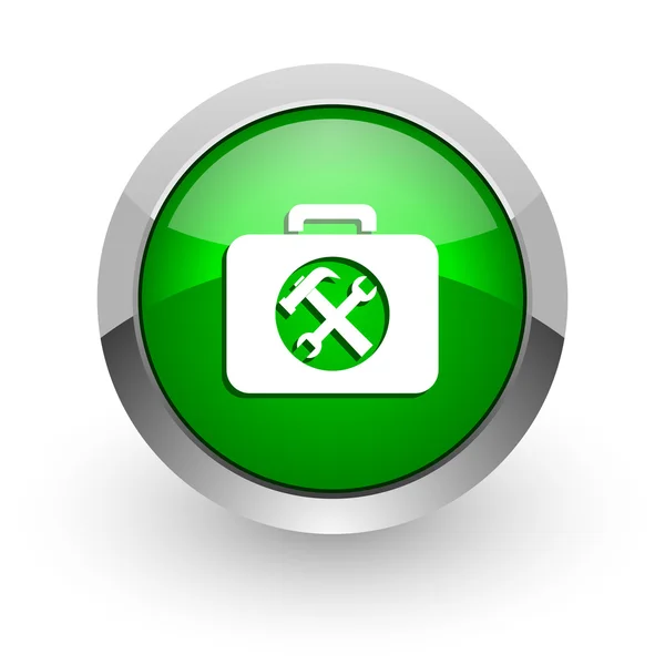 Toolkit ícone web brilhante verde — Fotografia de Stock