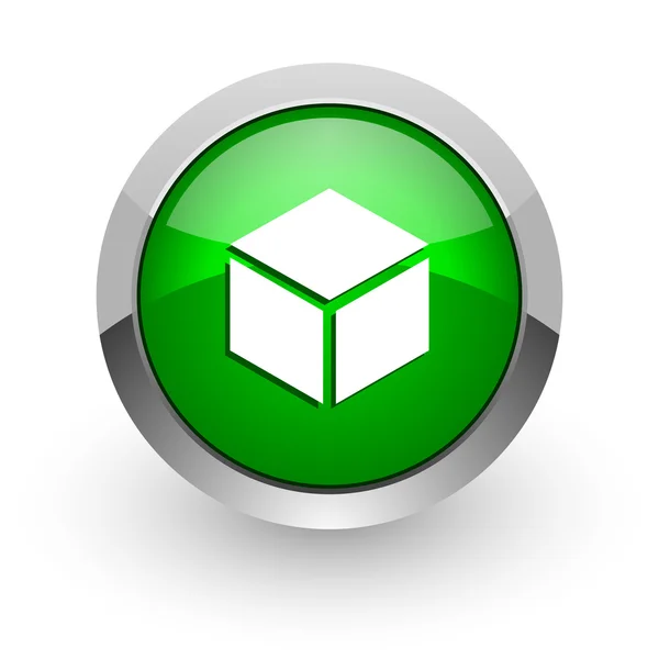 Caixa ícone web brilhante verde — Fotografia de Stock