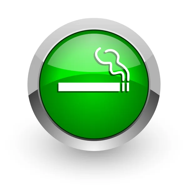 Cigarro ícone web brilhante verde — Fotografia de Stock