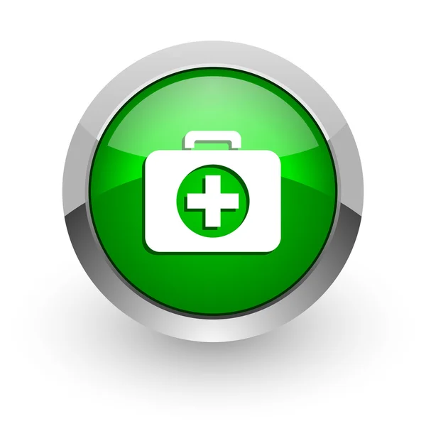 Eerste hulp groene glossy web pictogram — Stockfoto