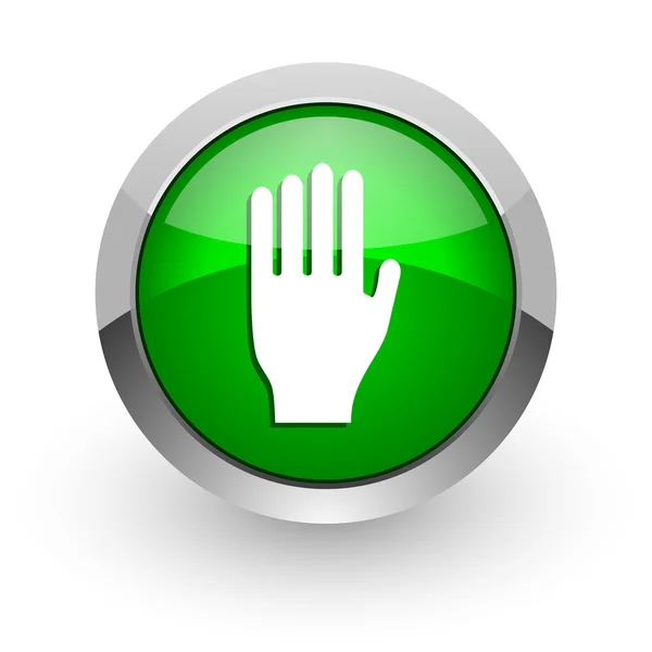 Stop green glossy web icon — Stock Photo, Image