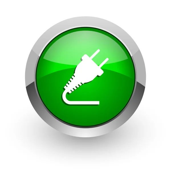 Plug ícone web brilhante verde — Fotografia de Stock