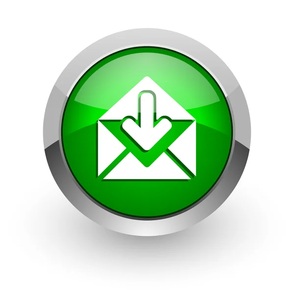 Groene glossy web e-mailpictogram — Stockfoto