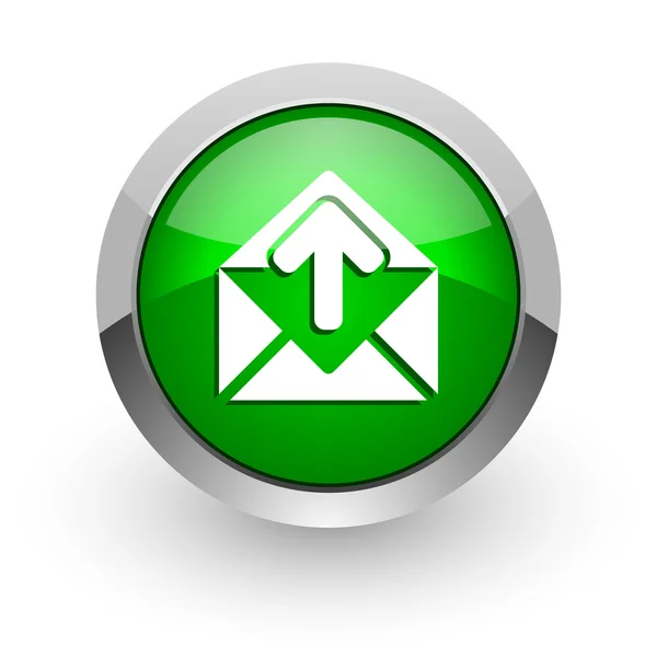 Email verde icono web brillante —  Fotos de Stock