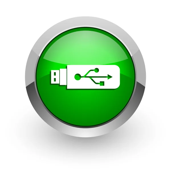 Ikona zelené lesklé webové USB — Stock fotografie