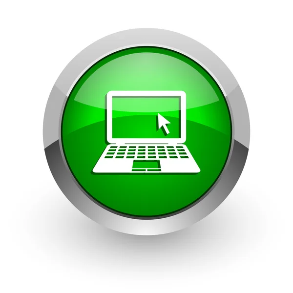 Ikona zelené lesklé webové počítač — Stock fotografie