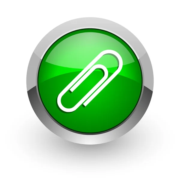 Paperclip green glossy web icon — Stock Photo, Image