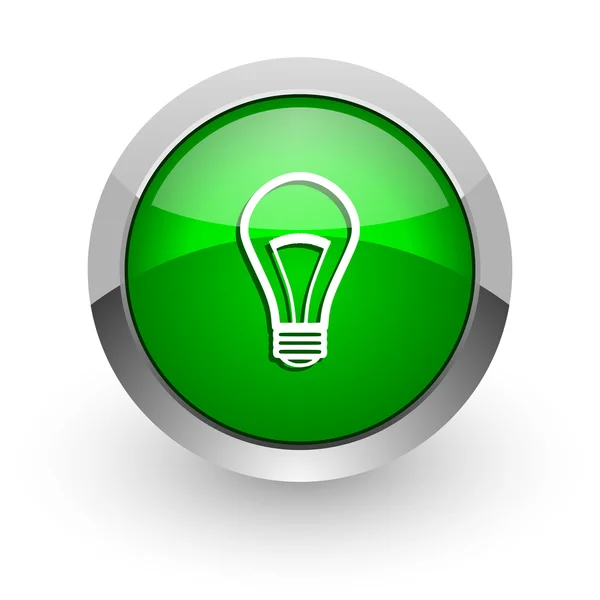 Bombilla verde brillante icono web — Foto de Stock