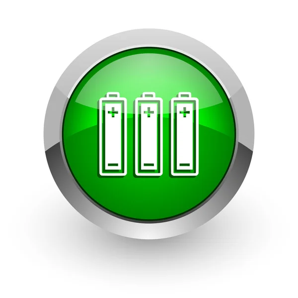 Battery green glossy web icon — Stock Photo, Image