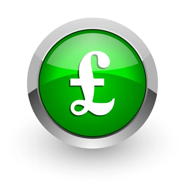 Pound green glossy web icon — Stock Photo, Image