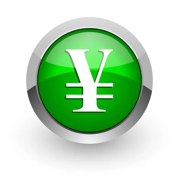 Yen verde brillante icono web —  Fotos de Stock