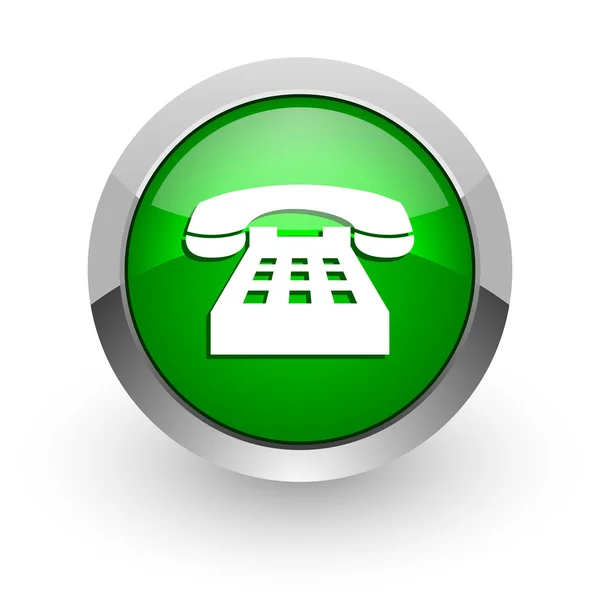 Telefone ícone web brilhante verde — Fotografia de Stock