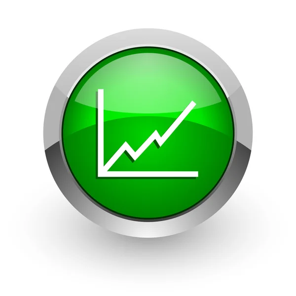 Діаграма зелена глянсова веб-іконка — стокове фото
