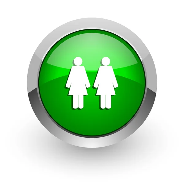 Couple green glossy web icon — Stock Photo, Image