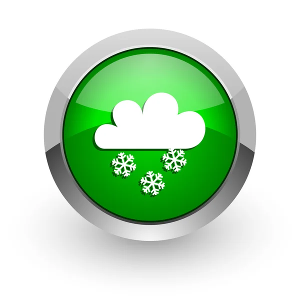 Yeşil parlak web simgesi kar yağışı — Stok fotoğraf